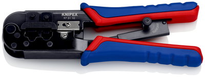 KNIPEX 97 51 10 SB Crimping Pliers for Western plugs with multi-component handles burnished 190 mm