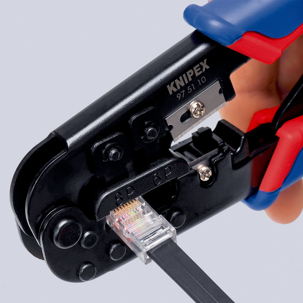 KNIPEX 97 51 10 SB Crimping Pliers for Western plugs with multi-component handles burnished 190 mm – Image 3 of 5