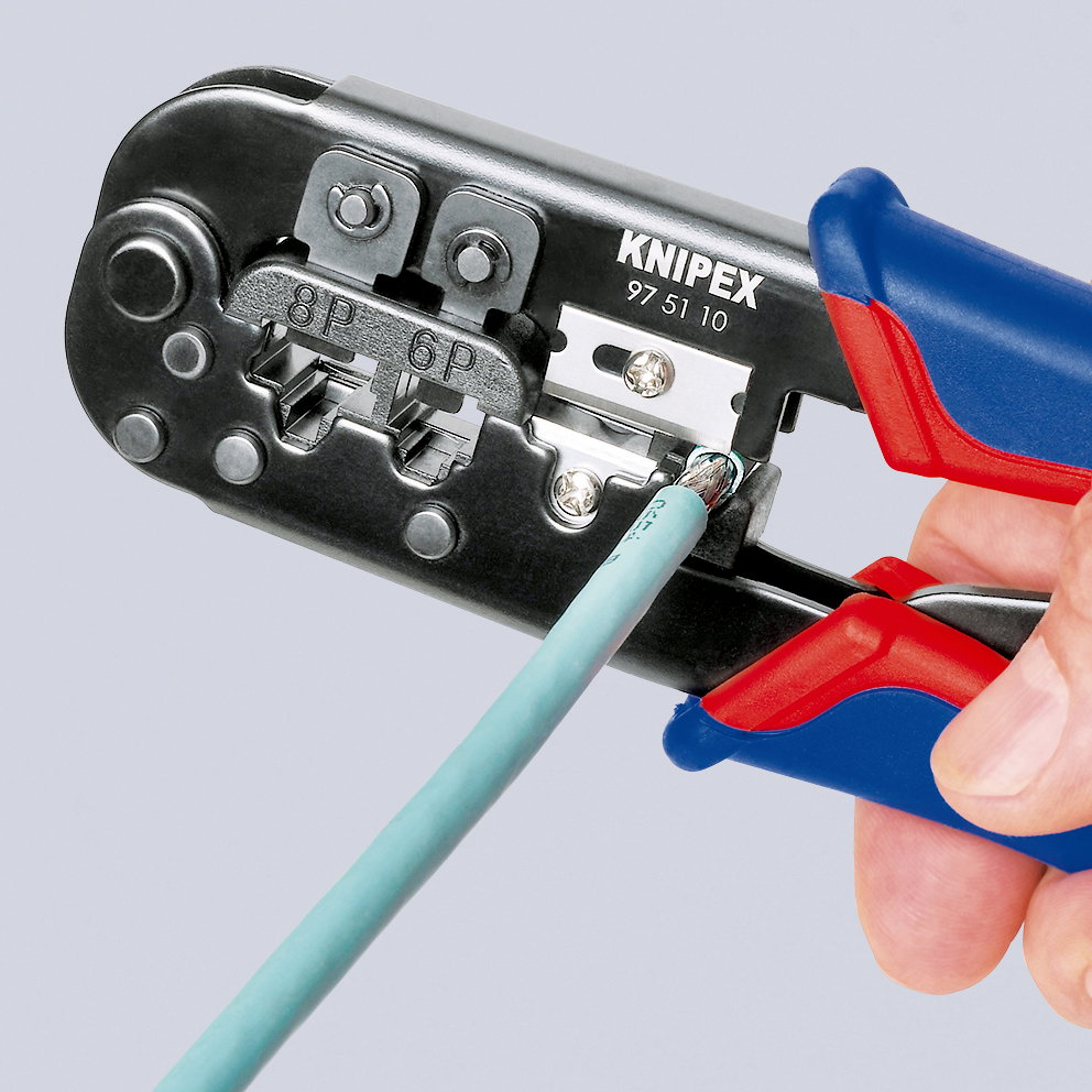 KNIPEX 97 51 10 SB Crimping Pliers for Western plugs with multi-component handles burnished 190 mm – Image 4 of 5