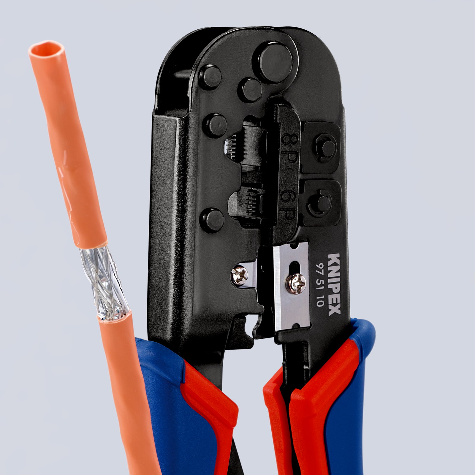 KNIPEX 97 51 10 SB Crimping Pliers for Western plugs with multi-component handles burnished 190 mm – Image 5 of 5