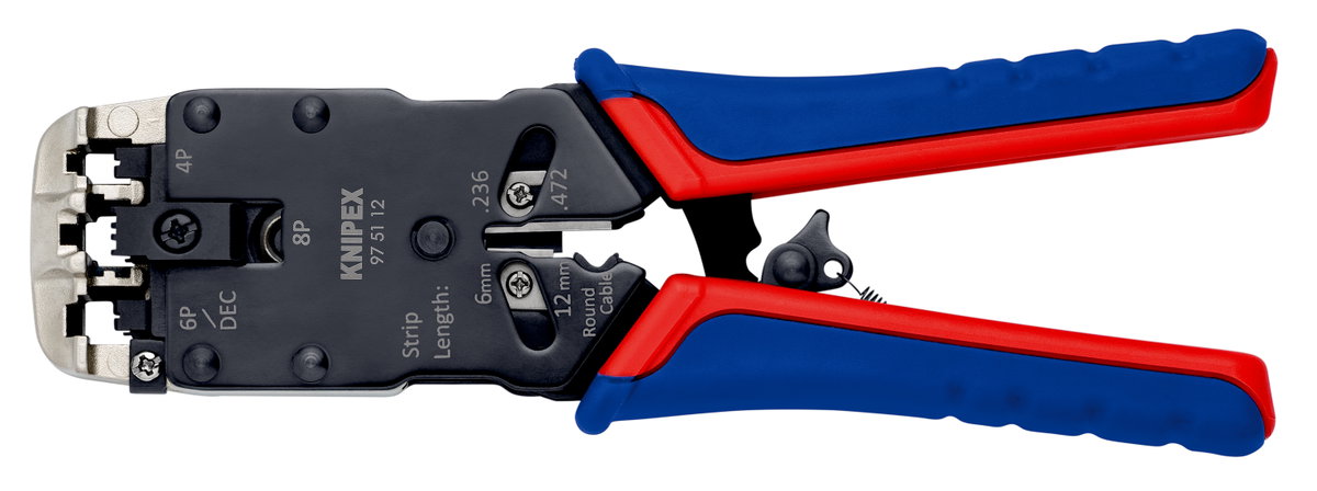 KNIPEX 97 51 12 Crimping Pliers for Western plugs with multi-component handles burnished 200 mm