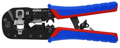 KNIPEX 97 51 13 Crimping Pliers for RJ45 Western plugs with multi-component handles burnished 190 mm