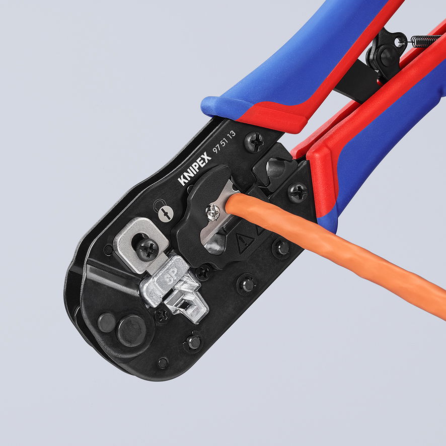 KNIPEX 97 51 13 Crimping Pliers for RJ45 Western plugs with multi-component handles burnished 190 mm – Image 3 of 5