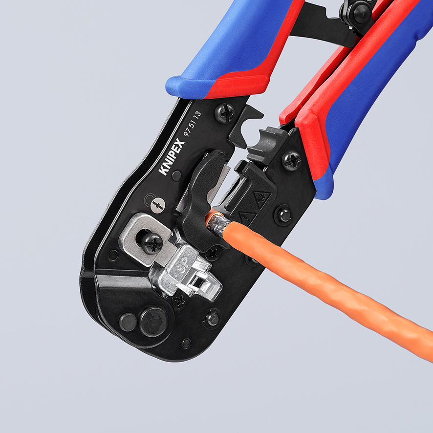 KNIPEX 97 51 13 Crimping Pliers for RJ45 Western plugs with multi-component handles burnished 190 mm – Image 4 of 5