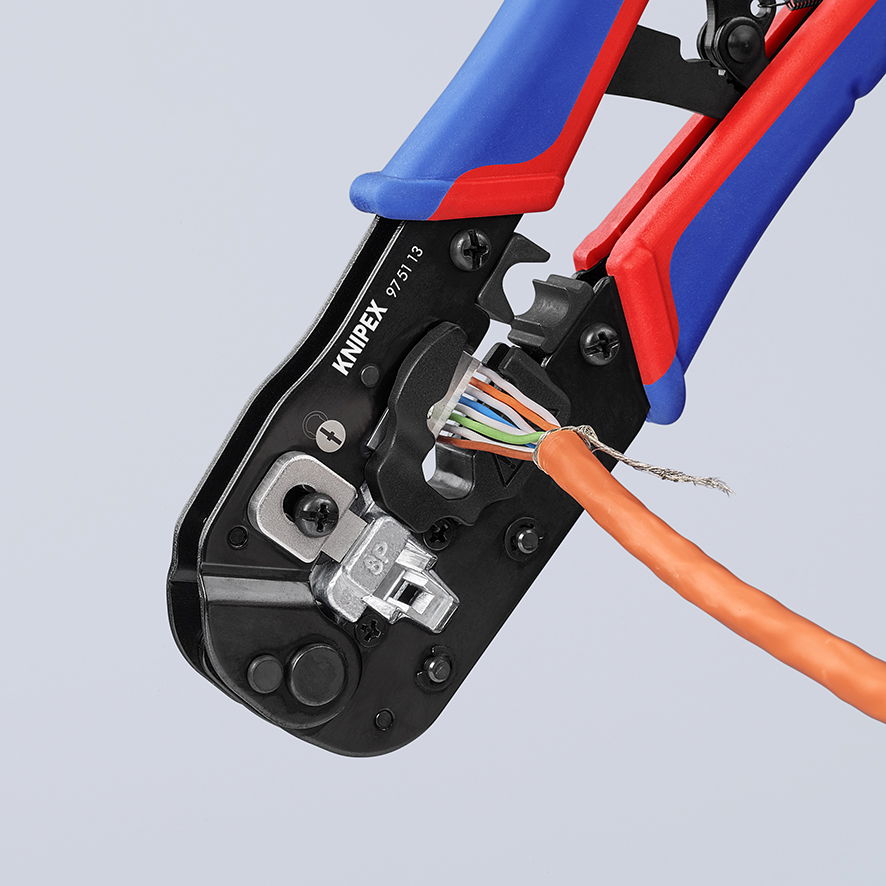 KNIPEX 97 51 13 Crimping Pliers for RJ45 Western plugs with multi-component handles burnished 190 mm – Image 5 of 5