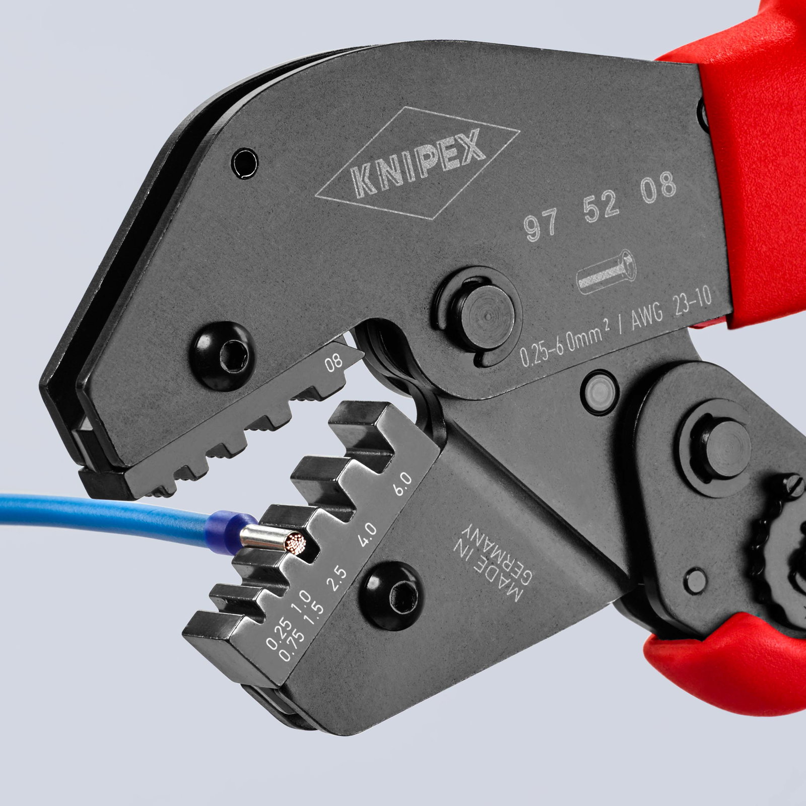 KNIPEX 97 52 08 Crimping Pliers for two-hand operation with non-slip plastic grips burnished 250 mm – Image 3 of 6