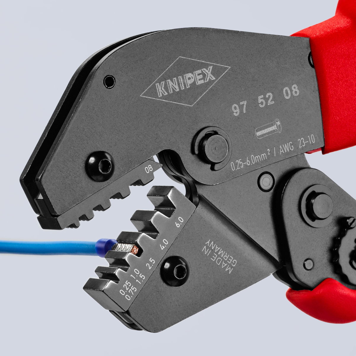 KNIPEX 97 52 08 Crimping Pliers for two-hand operation with non-slip plastic grips burnished 250 mm – Image 4 of 6