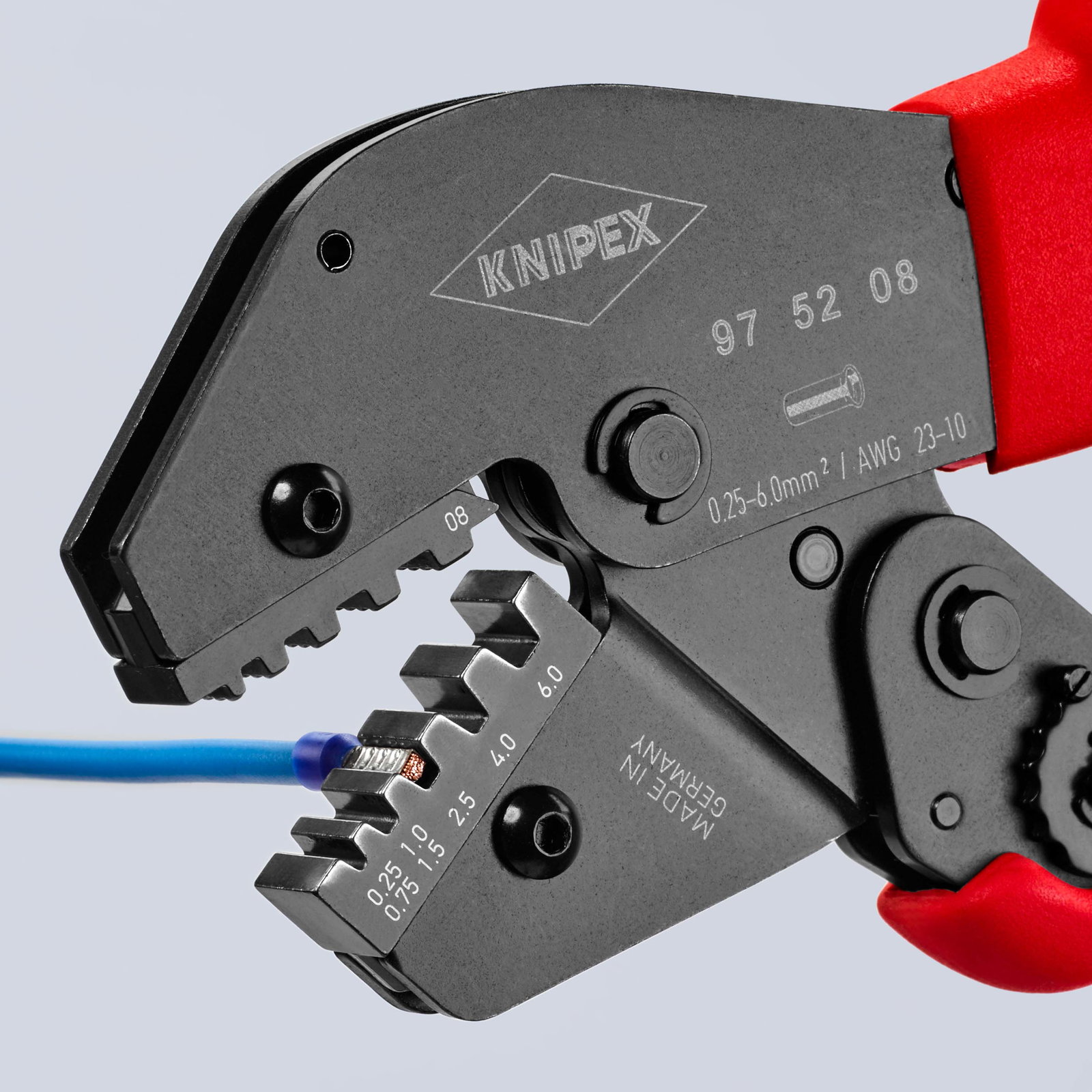KNIPEX 97 52 08 Crimping Pliers for two-hand operation with non-slip plastic grips burnished 250 mm – Image 4 of 6