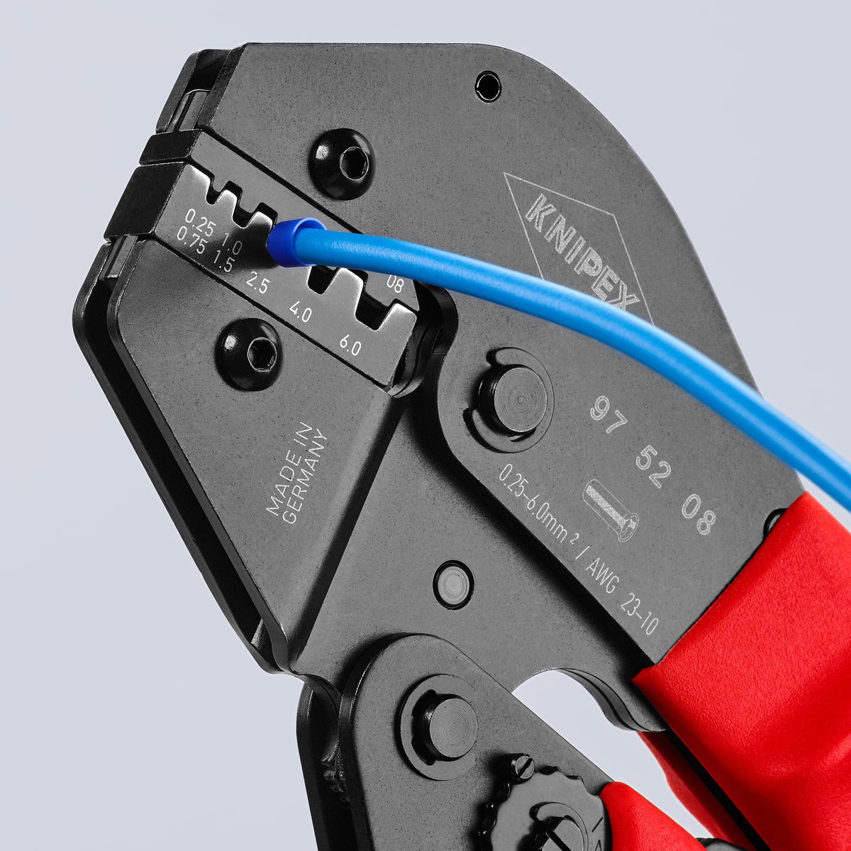 KNIPEX 97 52 08 Crimping Pliers for two-hand operation with non-slip plastic grips burnished 250 mm – Image 5 of 6