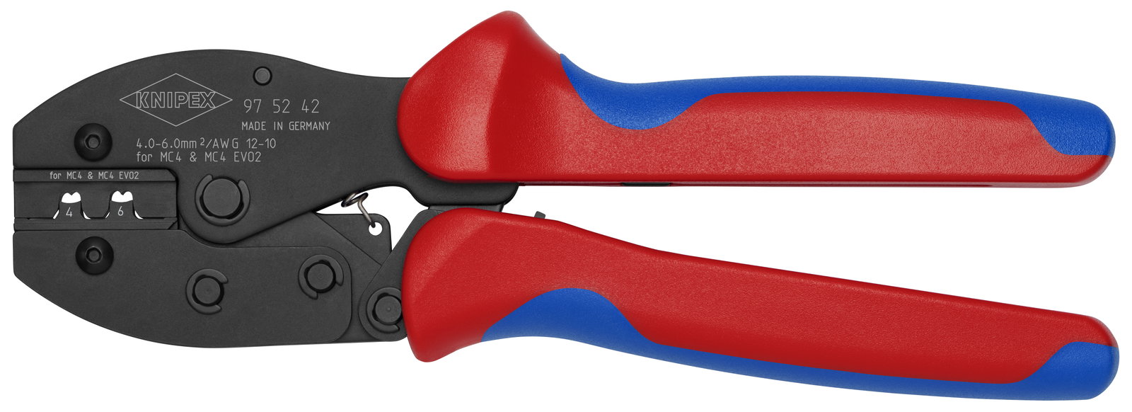 KNIPEX 97 52 42 SB PreciForce Crimping pliers for MC4®/MC4® Evo 2 connectors with non-slip plastic grips burnished 220 mm