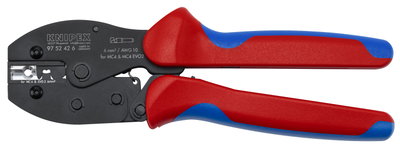 KNIPEX 97 52 42 6 PreciForce Crimping pliers for MC4®/MC4® Evo 2 connectors with non-slip plastic grips burnished 220 mm