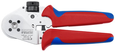 KNIPEX 97 52 63 A Four-Mandrel Crimping Pliers for turned contacts with multi-component handles chrome-plated 175 mm