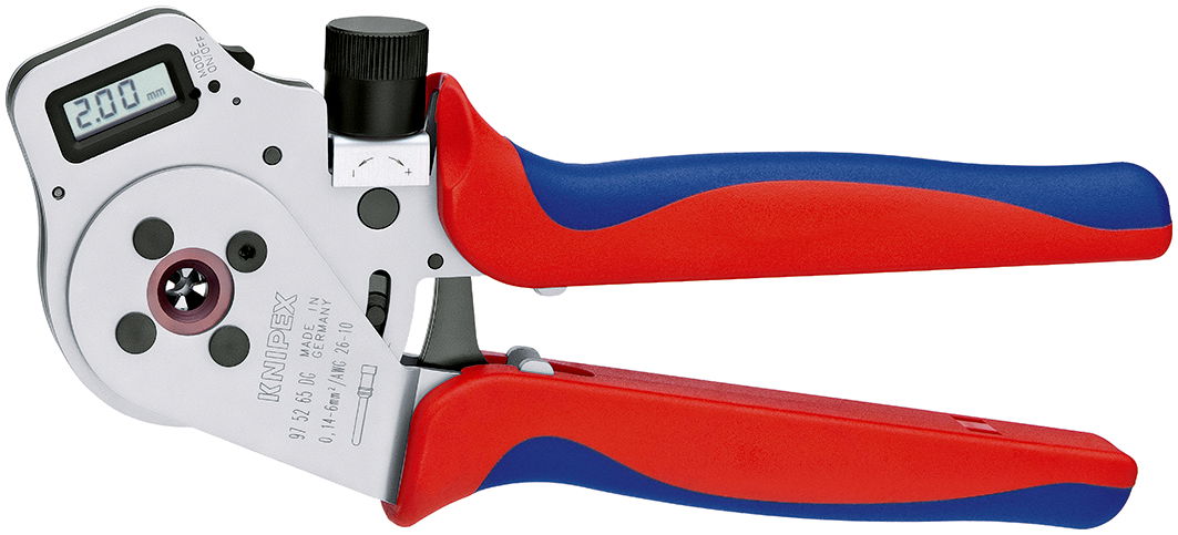 KNIPEX 97 52 65 DG A Four-Mandrel Crimping Pliers for turned contacts with multi-component handles chrome-plated 240 mm
