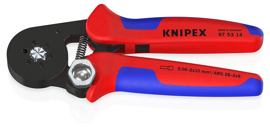 KNIPEX 97 53 14 SB Self-Adjusting Crimping Pliers for wire ferrules with lateral access with multi-component handles burnished 180 mm