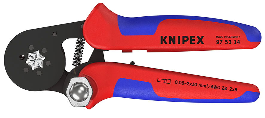 KNIPEX 97 53 14 Self-Adjusting Crimping Pliers for wire ferrules with lateral access with multi-component handles burnished 180 mm