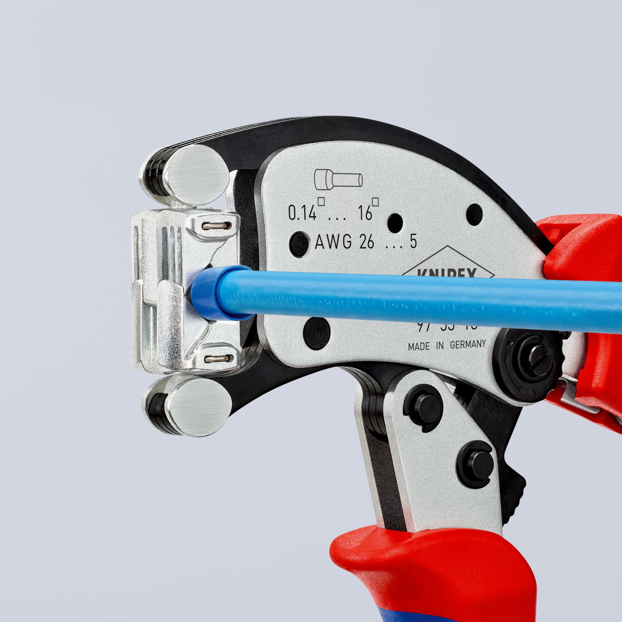 KNIPEX 97 53 18 SB Twistor16® Self-Adjusting Crimping Pliers for wire ferrules with rotatable die head with multi-component handles chrome-plated 200 mm – Image 5 of 7