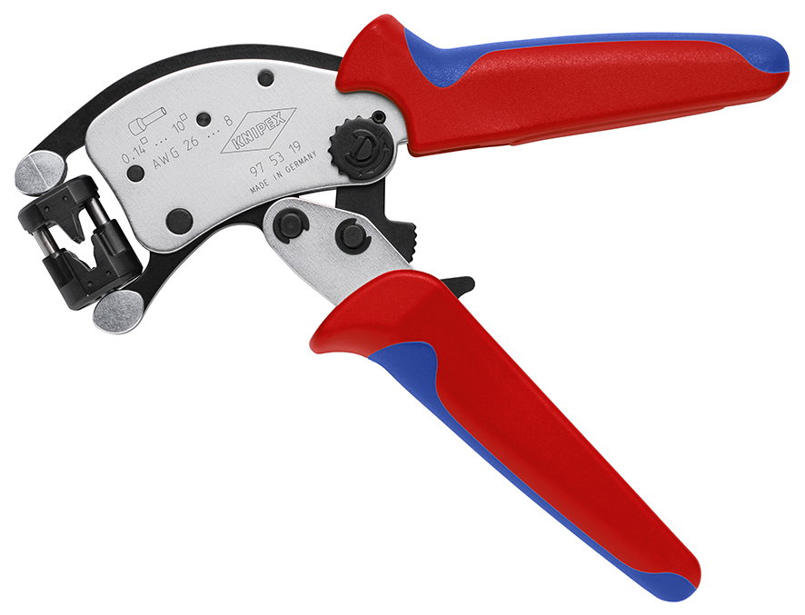 KNIPEX 97 53 19 Twistor® T Self-Adjusting Crimping Pliers for wire ferrules with rotatable die head with multi-component handles chrome-plated 200 mm – Image 2 of 5