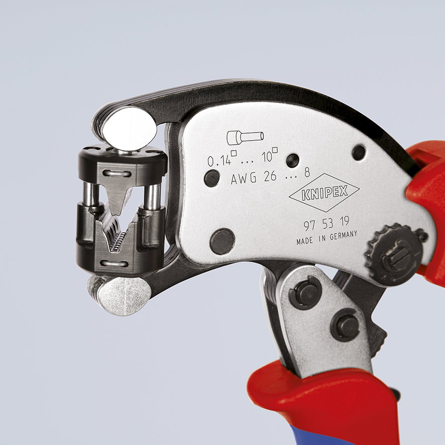 KNIPEX 97 53 19 Twistor® T Self-Adjusting Crimping Pliers for wire ferrules with rotatable die head with multi-component handles chrome-plated 200 mm – Image 5 of 5