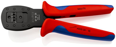 KNIPEX 97 54 26 Crimping Pliers for micro plugs parallel crimping for crimping connectors in the Mini-Fit® series from Molex LLC with multi-component grips burnished 190 mm