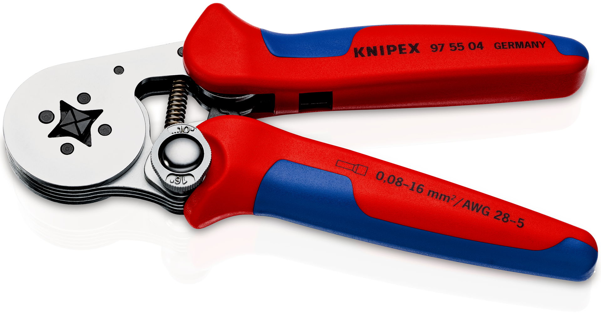 KNIPEX 97 55 04 Self-Adjusting Crimping Pliers for wire ferrules with lateral access with multi-component handles chrome-plated 180 mm – Image 2 of 6