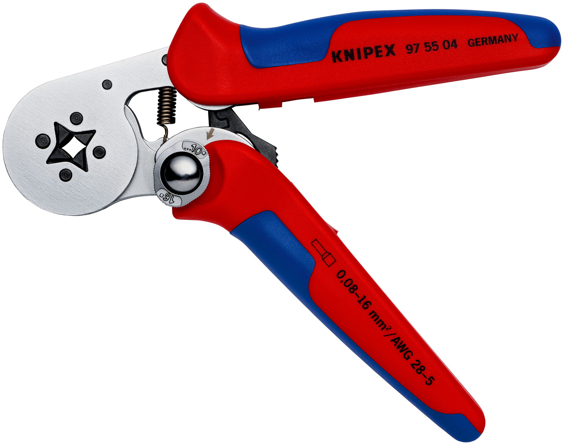 KNIPEX 97 55 04 Self-Adjusting Crimping Pliers for wire ferrules with lateral access with multi-component handles chrome-plated 180 mm – Image 3 of 6