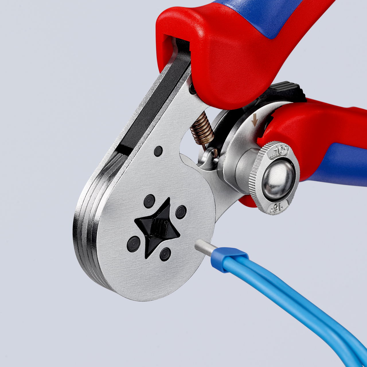 KNIPEX 97 55 04 Self-Adjusting Crimping Pliers for wire ferrules with lateral access with multi-component handles chrome-plated 180 mm – Image 5 of 6