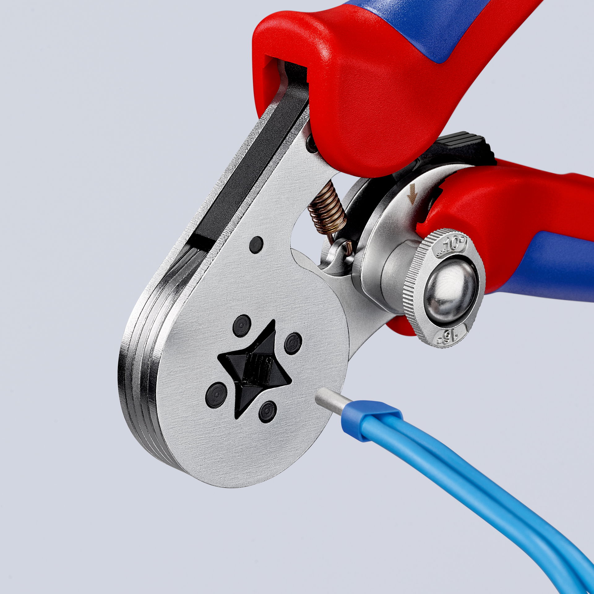 KNIPEX 97 55 04 Self-Adjusting Crimping Pliers for wire ferrules with lateral access with multi-component handles chrome-plated 180 mm – Image 5 of 6