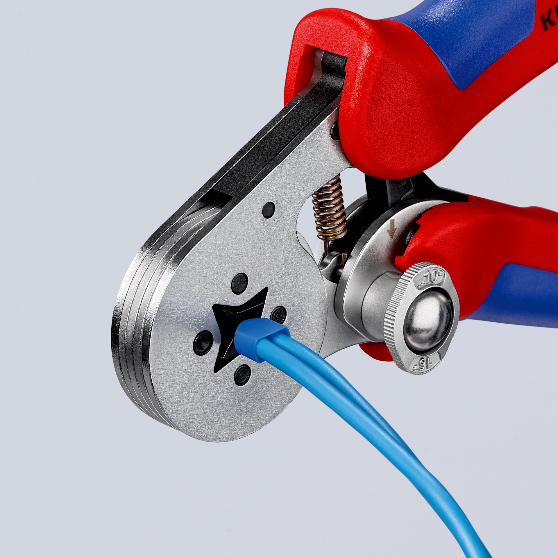 KNIPEX 97 55 04 Self-Adjusting Crimping Pliers for wire ferrules with lateral access with multi-component handles chrome-plated 180 mm – Image 6 of 6