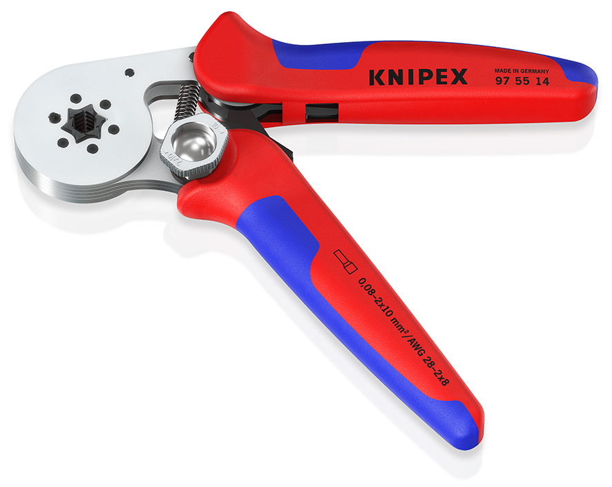 KNIPEX 97 55 14 Self-Adjusting Crimping Pliers for wire ferrules with lateral access with multi-component handles chrome-plated 180 mm – Image 2 of 7