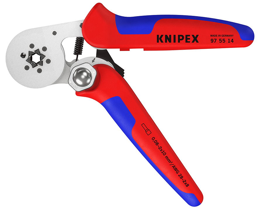 KNIPEX 97 55 14 Self-Adjusting Crimping Pliers for wire ferrules with lateral access with multi-component handles chrome-plated 180 mm – Image 3 of 7