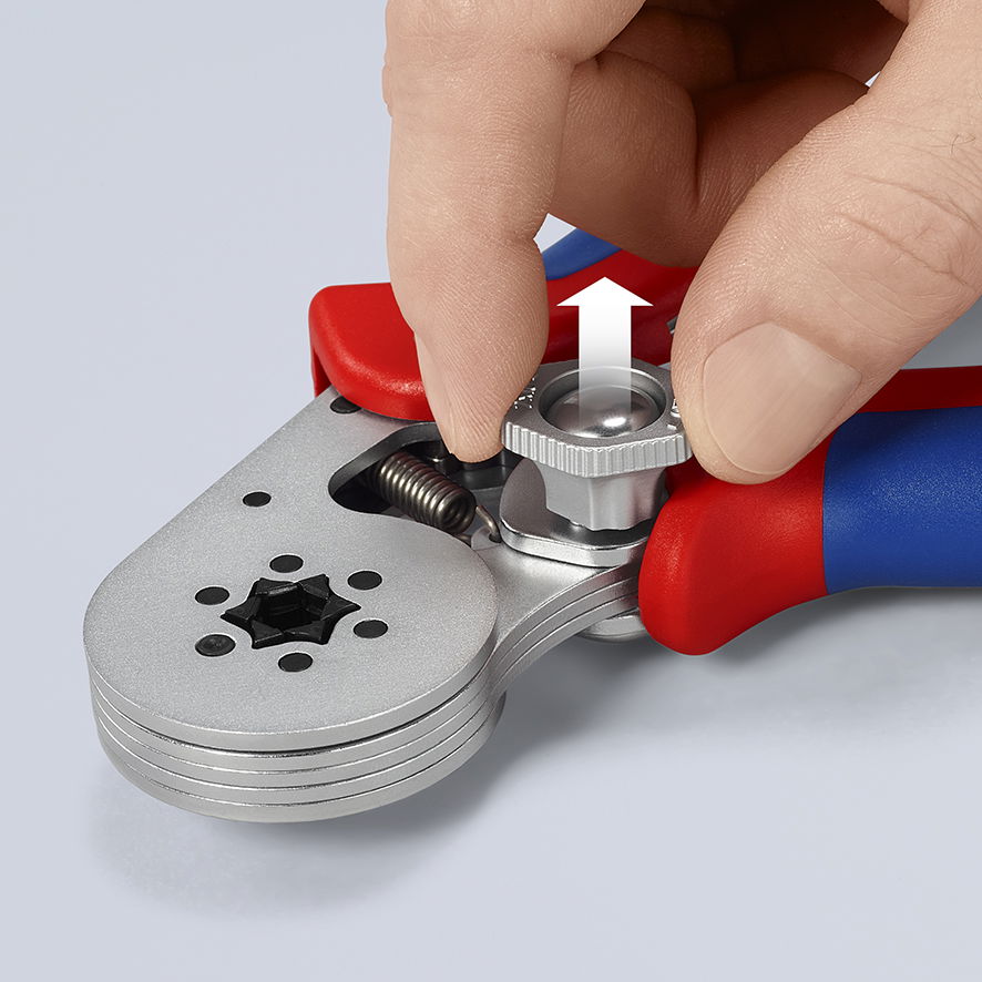KNIPEX 97 55 14 Self-Adjusting Crimping Pliers for wire ferrules with lateral access with multi-component handles chrome-plated 180 mm – Image 4 of 7