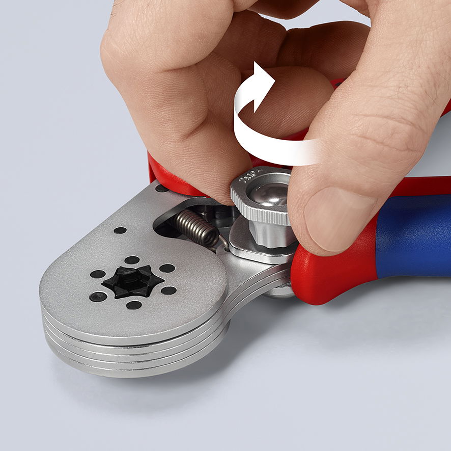 KNIPEX 97 55 14 Self-Adjusting Crimping Pliers for wire ferrules with lateral access with multi-component handles chrome-plated 180 mm – Image 5 of 7