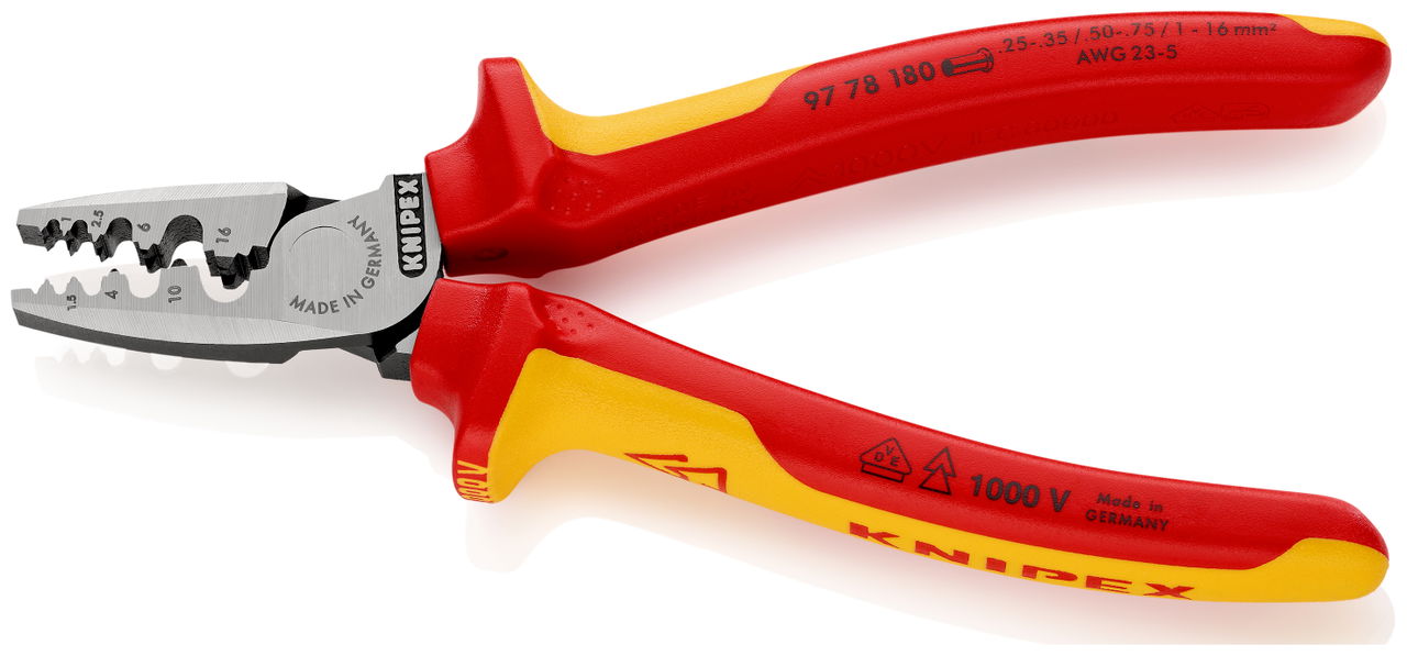 KNIPEX 97 78 180 Crimping Pliers for wire ferrules insulated with multi-component grips, VDE-tested 180 mm – Image 2 of 3