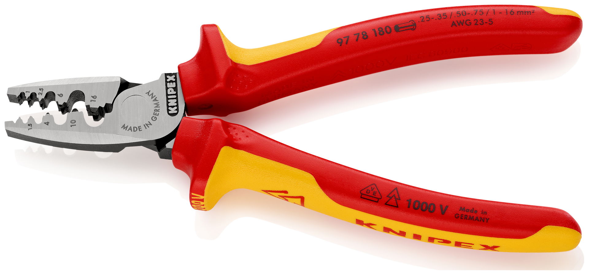 KNIPEX 97 78 180 Crimping Pliers for wire ferrules insulated with multi-component grips, VDE-tested 180 mm – Image 2 of 3