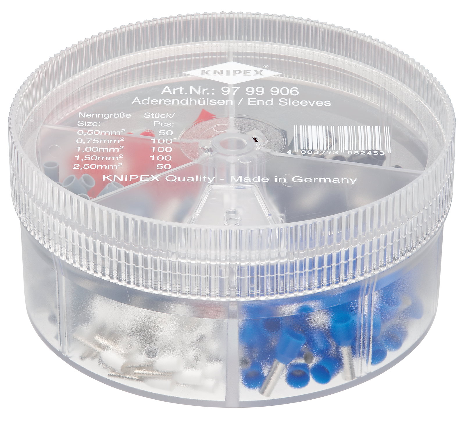 KNIPEX 97 99 906 Assortment boxes with 450 insulated wire ferrules 5 x wire ferrule sets 