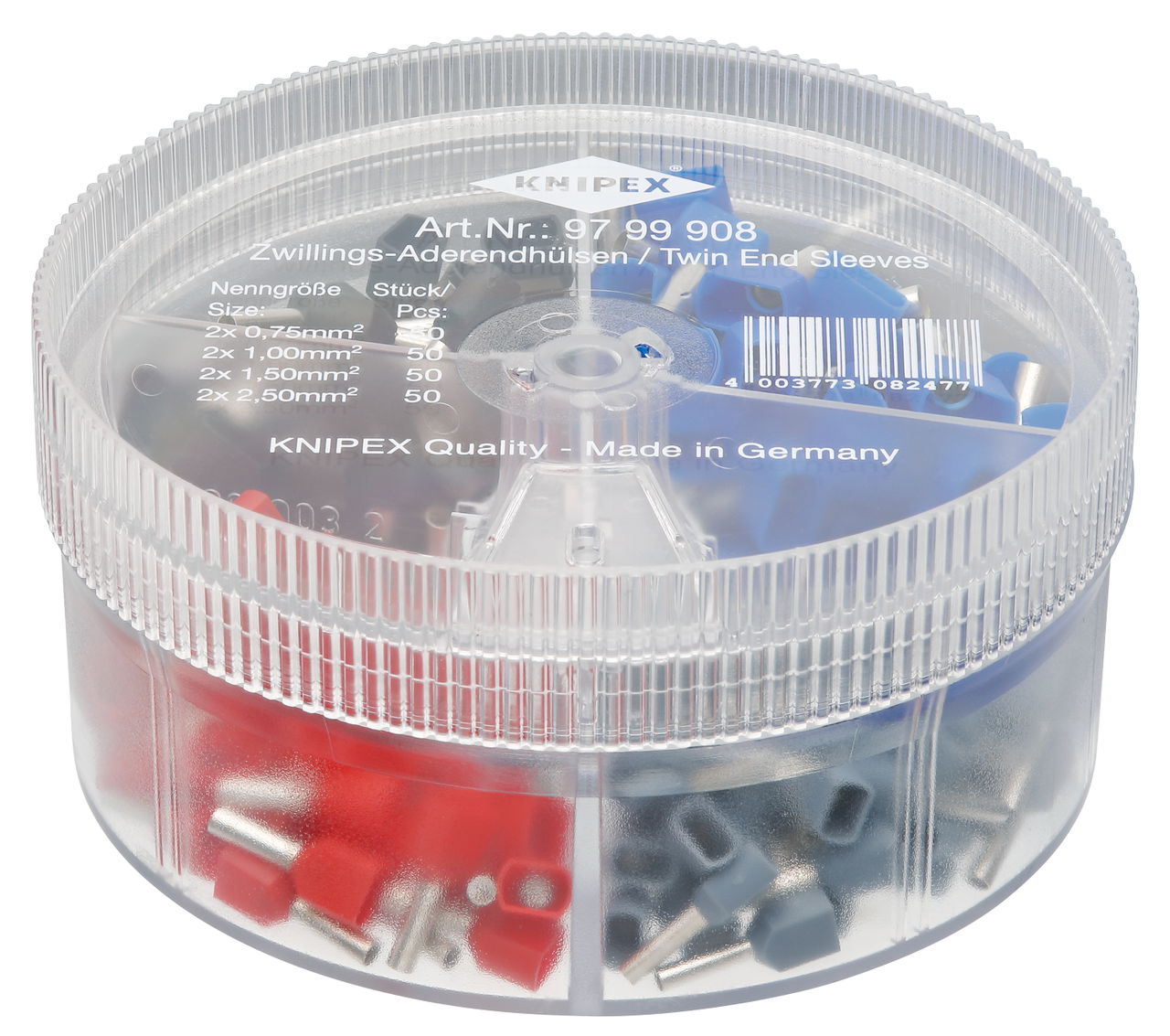 KNIPEX 97 99 908 Assortment boxes with 200 Twin wire ferrules 4 parts 