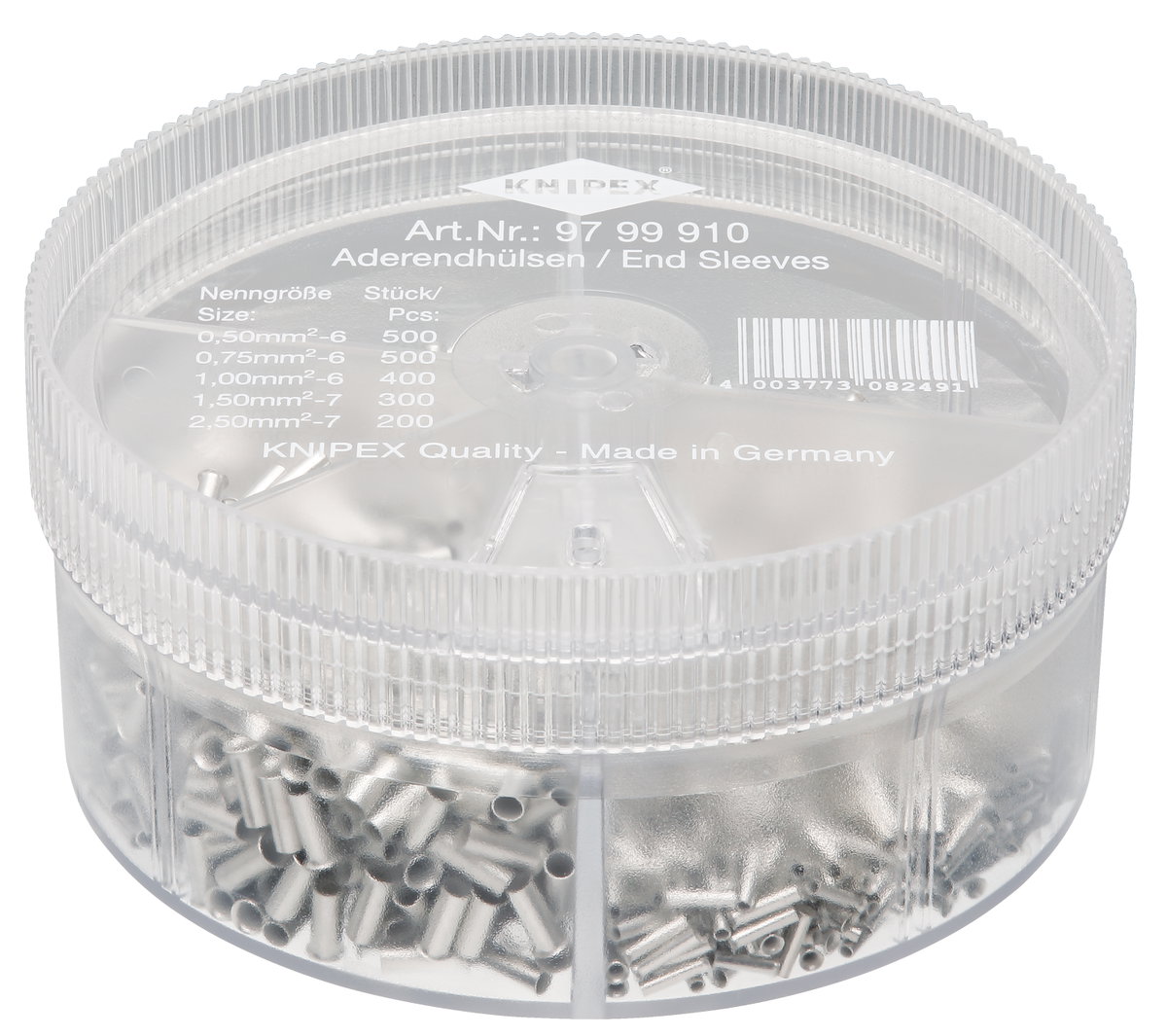 KNIPEX 97 99 910 Assortment boxes with 1900 non-insulated wire ferrules 5 x wire ferrule sets 