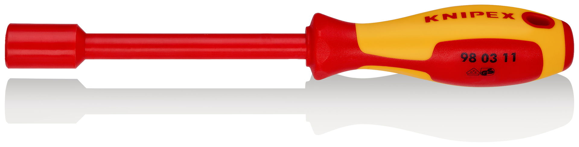KNIPEX 98 03 11 Nut Driver with screwdriver handle insulated with multi-component grips, VDE-tested burnished 237 mm