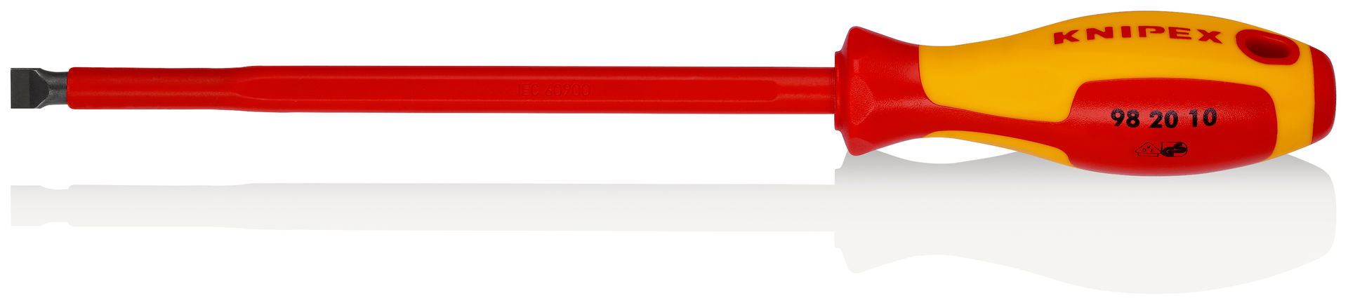 KNIPEX 98 20 10 Screwdrivers for slotted screws insulating multi-component handle, VDE-tested burnished 320 mm