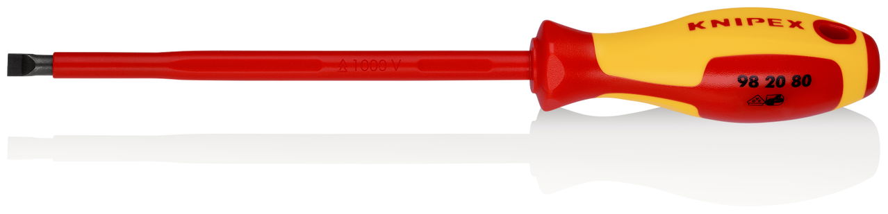 KNIPEX 98 20 80 Screwdrivers for slotted screws insulating multi-component handle, VDE-tested burnished 295 mm