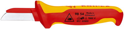 KNIPEX 98 54 SB Cable Knife insulating multi-component handle, VDE-tested 190 mm (self-service card/blister)