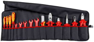 KNIPEX 98 99 13 Tool Roll 15 parts with insulated tools for works on electrical installations
