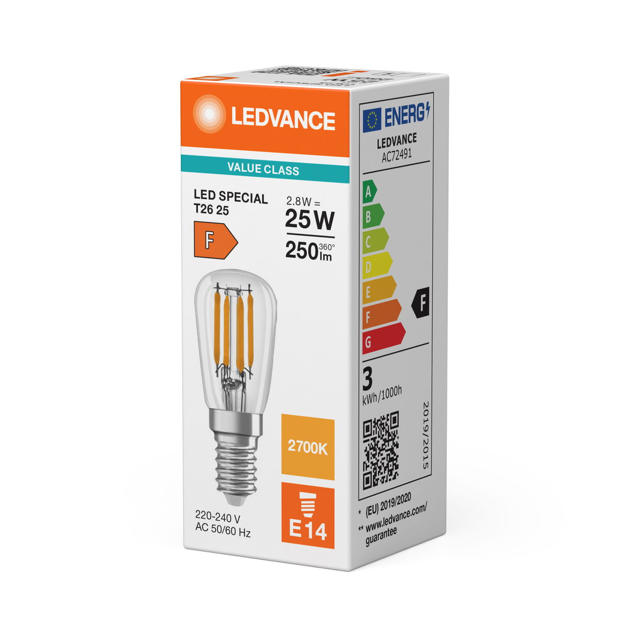 LED SPECIAL T26 P 2.8W 827 Clear E14 – Image 2 of 6