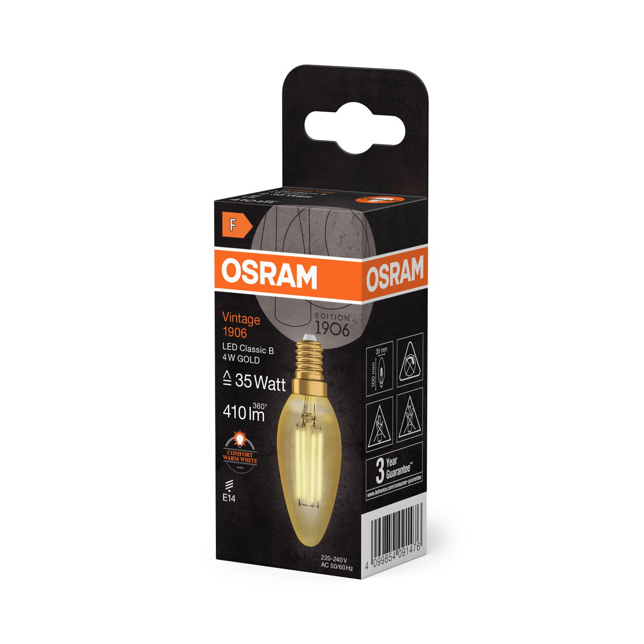 Vintage 1906® LED CLASSIC B 4W 824 Gold E14 – Image 2 of 5