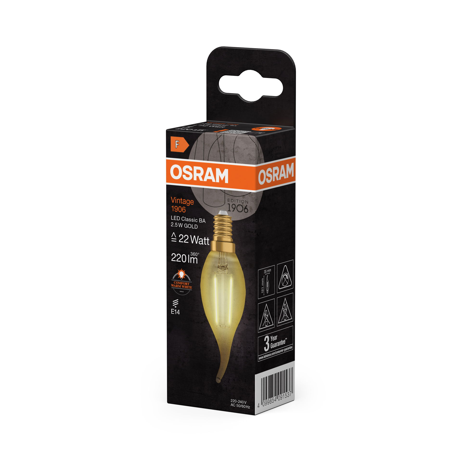 Vintage 1906® LED CLASSIC B 2.5W 824 Gold E14 – Image 2 of 5