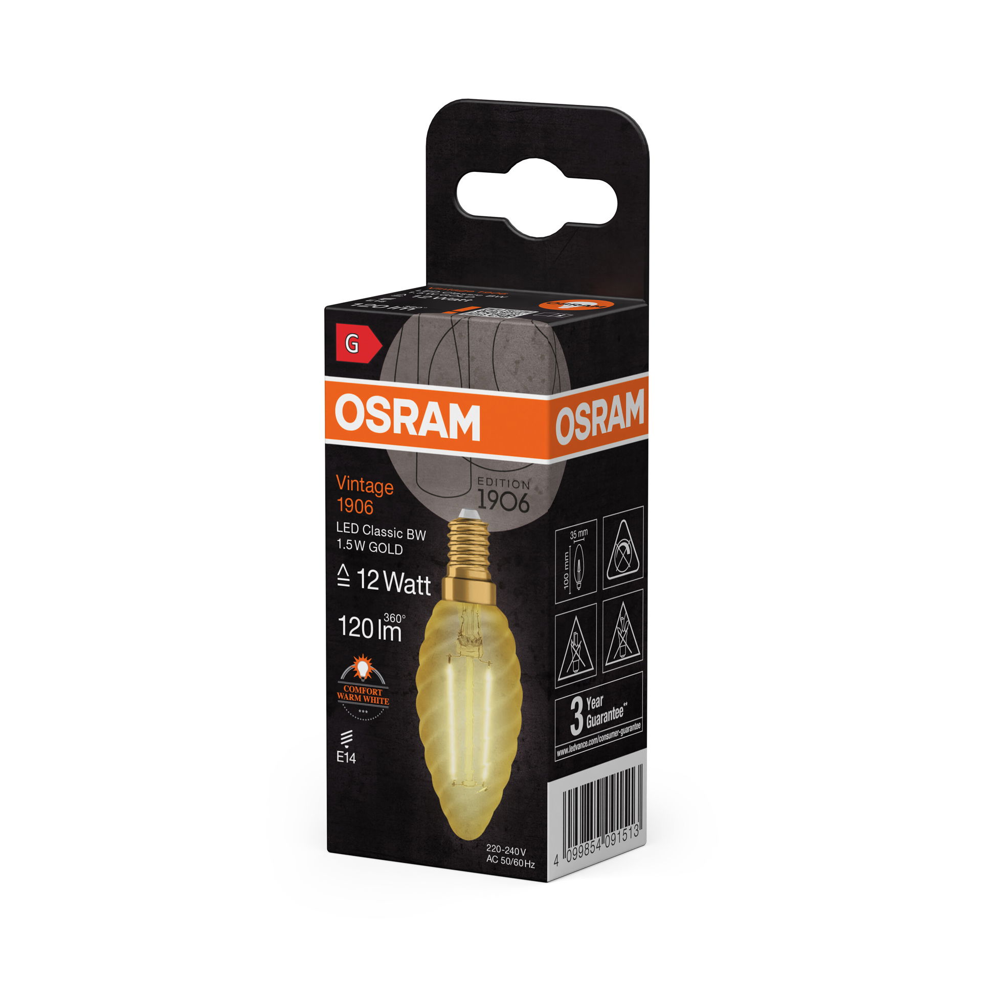 Vintage 1906® LED CLASSIC B 1.5W 824 Gold E14 – Image 2 of 5