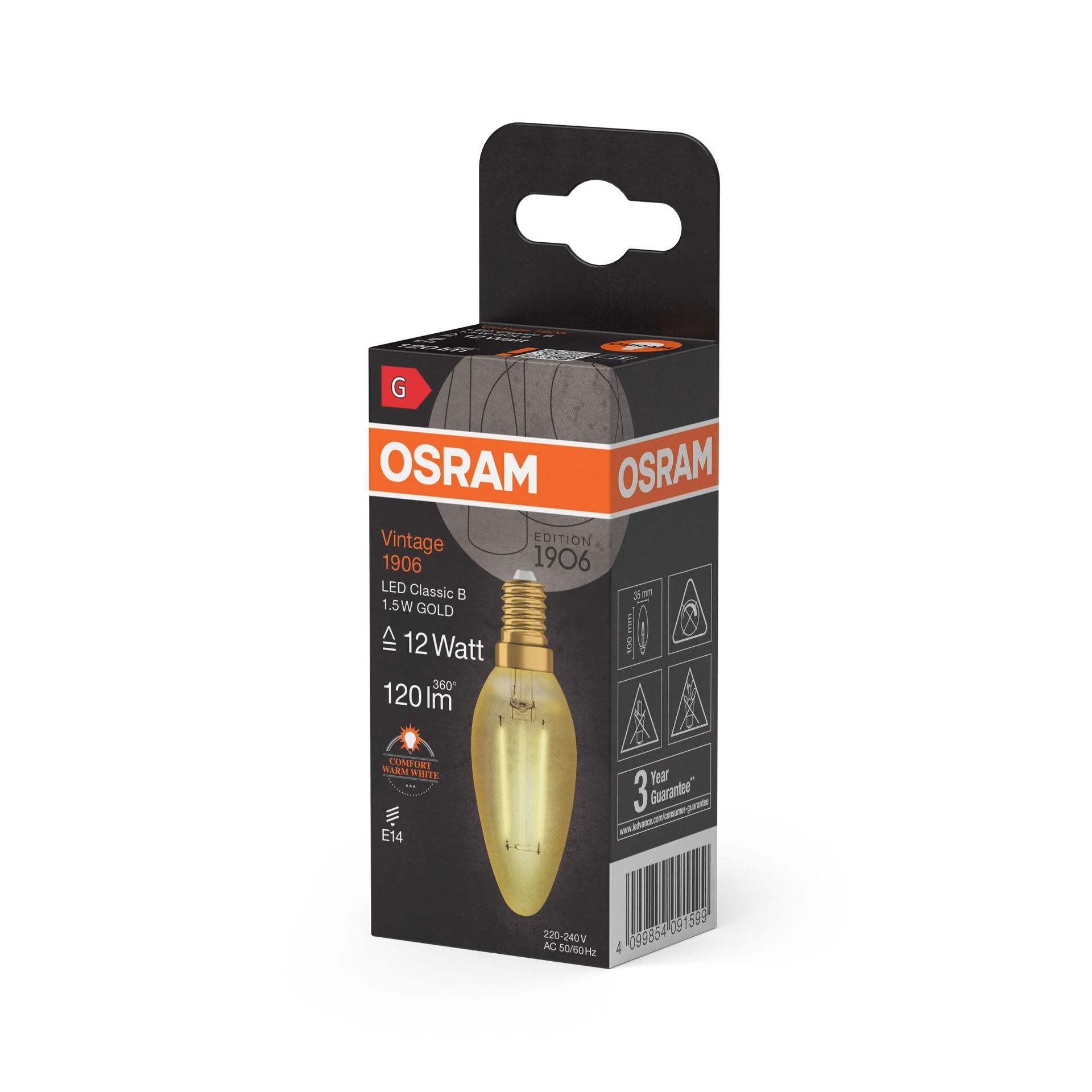 Vintage 1906® LED CLASSIC B 1.5W 824 Gold E14 – Image 2 of 5