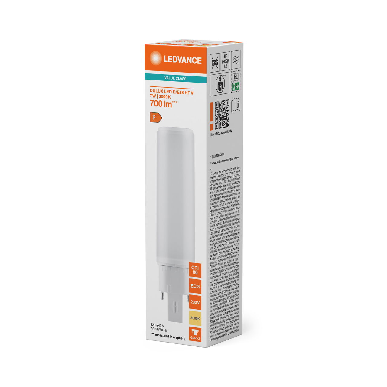 DULUX LED D/E HF &amp  AC MAINS VALUE 7W 830 G24Q-2 – Image 2 of 8