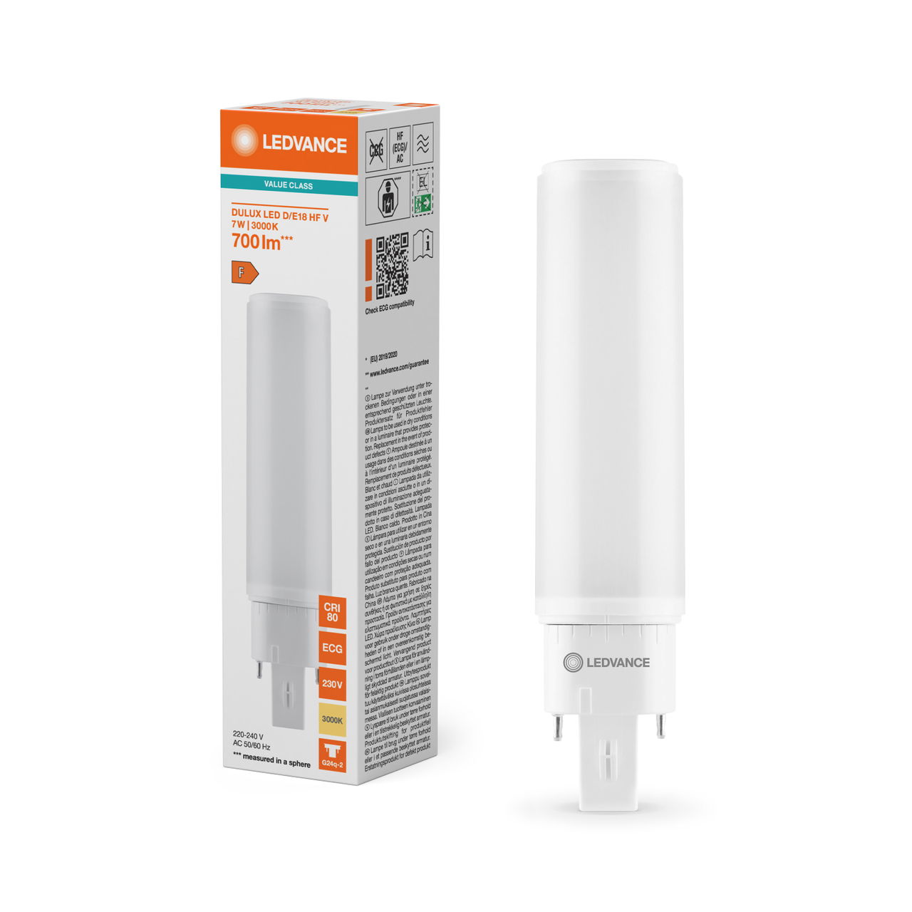 DULUX LED D/E HF &amp  AC MAINS VALUE 7W 830 G24Q-2 – Image 3 of 8