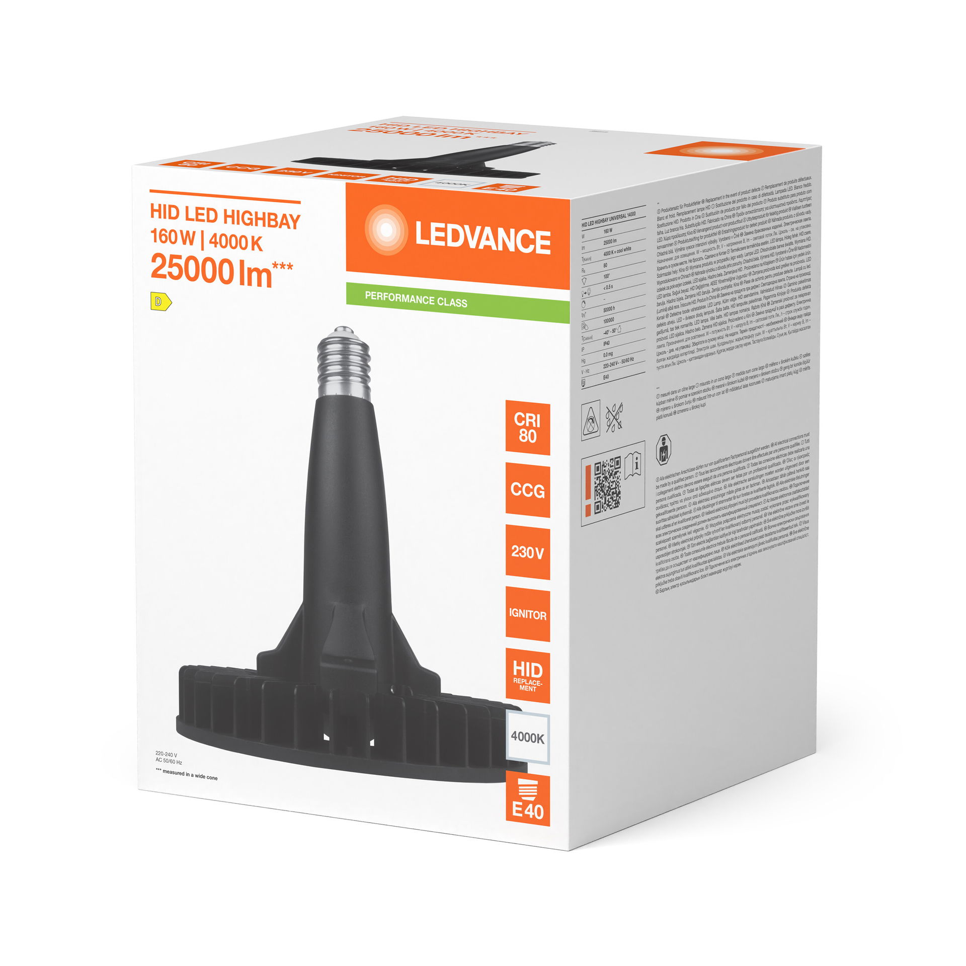 HID LED HIGHBAY UNIVERSAL PERFORMANCE 25000 LM 160W 840 E40 – Image 2 of 7